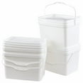 thumbnail image 5 of 5 Gallon Rectangular Plastic Bucket Pail with Lid, 4 Pack White Square Bucket Pail Container with Handle for Food Storage, 5 of 7