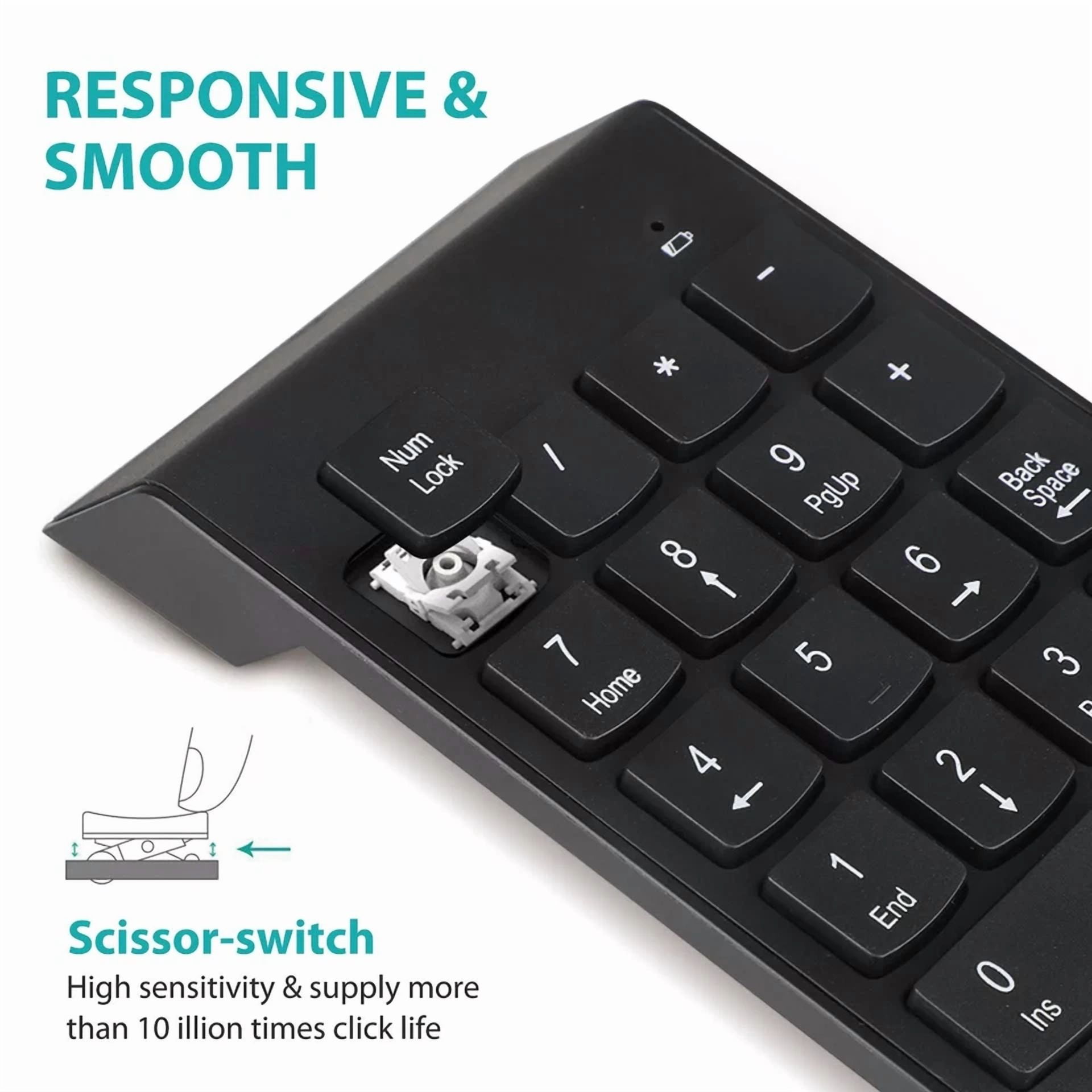 BUTTERFLY- Wireless Usb Number Keyboard For Laptop/Pc Gaming 2.4Ghz 33Ft Working Range