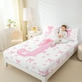 thumbnail image 4 of jejeloiu Girl Personalized Gifts Twin Sheet Sets,Pink Letter J Twin Fitted Sheet,Cute Bow Bowknot Flat Sheet For Princess,Lightweight Room Decoration,3pcs, 4 of 7