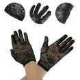 thumbnail image 2 of Unique Bargains 1 Pair Sunblock Mittens Floral Lace Sun Block Driving Gloves for Women Black, 2 of 5