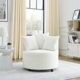 thumbnail image 2 of Canddidliike Wide 360-Degree Swivel Movable Round Barrel Chair, Button Tufted Sofa, Beige, 2 of 8