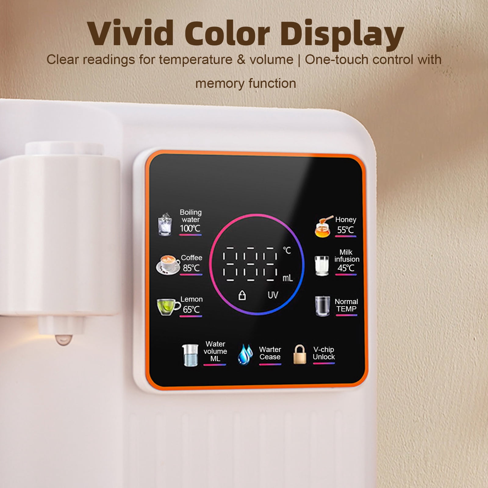YILIFEIDA Instant Hot Water Dispenser, Countertop Boiling Water Dispenser with Adjustable 6 Temperatures & 8 Water Volumes,119oz Removable Water Tank, Touchscreen & Child Lock for Home