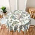 thumbnail image 3 of Blue Green Round Tablecloth 60 Inch Chinoiserie Blue Floral Table Cloth Toile Flower Bird Decoration Polyester Stain Resistance Round Table Cover for Party Picnic Kitchen Dinner Outdoor Decor, 3 of 5