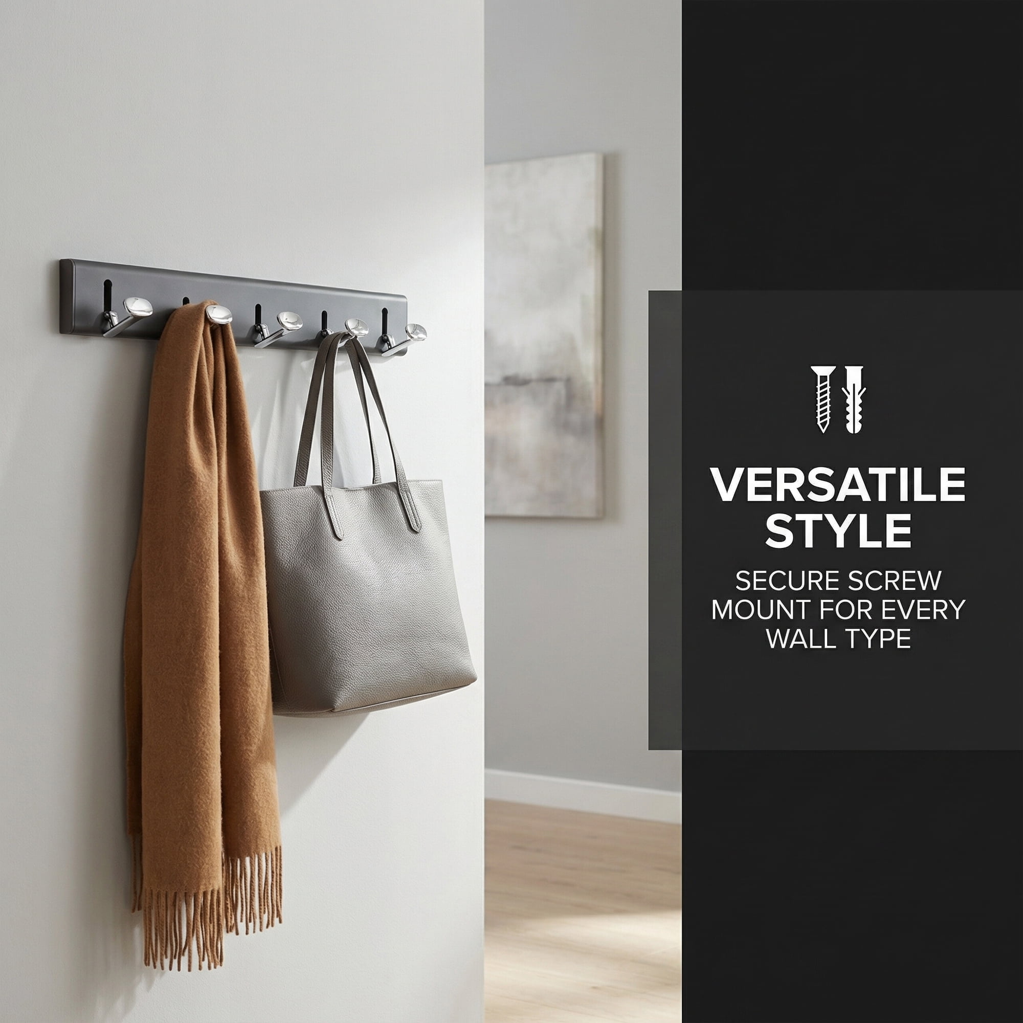 Unique Bargains Coat Rack Wall Mount Aluminum Hook for Entryway Gray 14.2"x2.2"