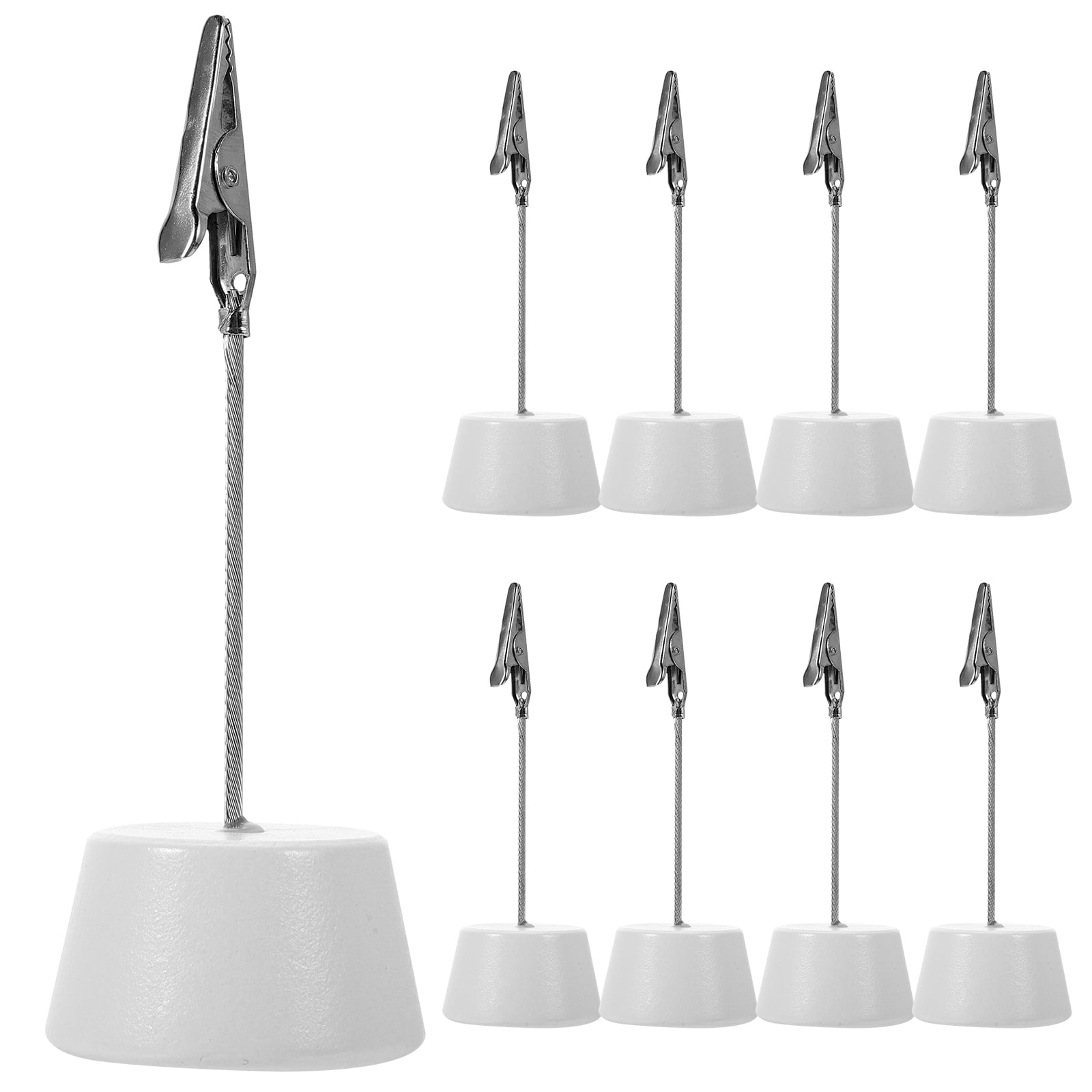 Homemaxs 10pcs Wooden Base Photo Holder Stand Card Note Desk Memo Clip