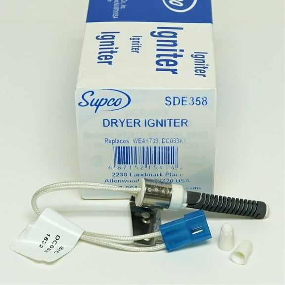 Supco SDE358 Gas Dryer Igniter for GE WE4X739 and Electrolux 5304517325