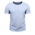 thumbnail image 4 of FINALGANG Mens Scoop Neck Short Sleeve Tee Soft Stretchy Relaxed Fit Plain Solid Color Everyday Basic Casual Top Versatile TShirts Blue M, 4 of 7