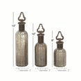 thumbnail image 2 of Decmode Rustic 13, 10, and 8 Inch Fluted Glass Bottles with Keyhole Design Metal Stoppers - Set of 3, 2 of 3