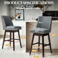 thumbnail image 2 of Pellebant Bar Stools Set of 2, Counter Height Leather Bar Stools with Back for Home Kitchen,Navy, 2 of 8