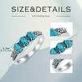 thumbnail image 5 of Real Turquoise Rings 925 Sterling Silver Genuine Turquoise 3 Stone Ring Vintage Southwestern Jewelry Gifts for Women, 5 of 7
