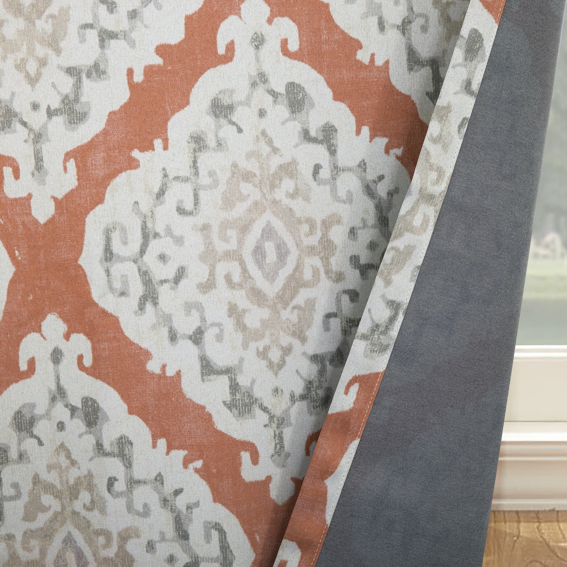 Mainstays Blackout Curtain Panel Pair, Set of 2, Ikat Terracotta, 30"W x 63"L