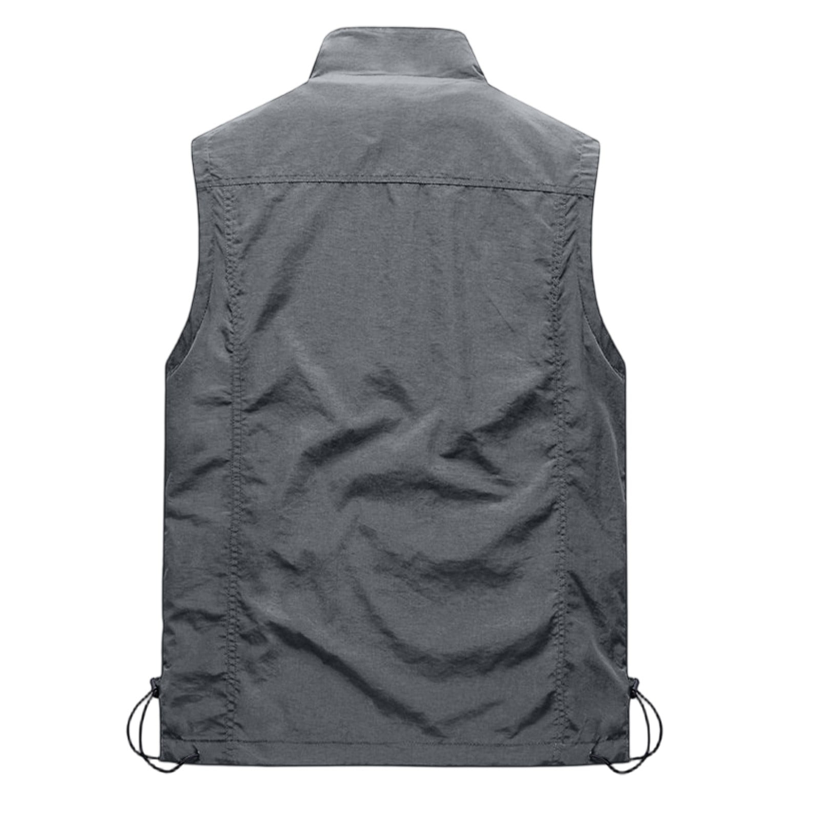 Men's Lightweight Windproof Golf Vest - Softshell Sleeveless Sports Jacket with Zipper Pockets, Breathable Outdoor Utility Vest for Running, Hiking, Fishing & Traveling (Gray, L)