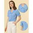 thumbnail image 2 of Allegra K Blusa Plisada De Manga Corta Con Cuello En V Y Solapa Para Mujer Azul M, 2 of 4
