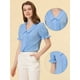 thumbnail image 2 of Allegra K Blusa Plisada De Manga Corta Con Cuello En V Y Solapa Para Mujer Azul M, 2 of 4