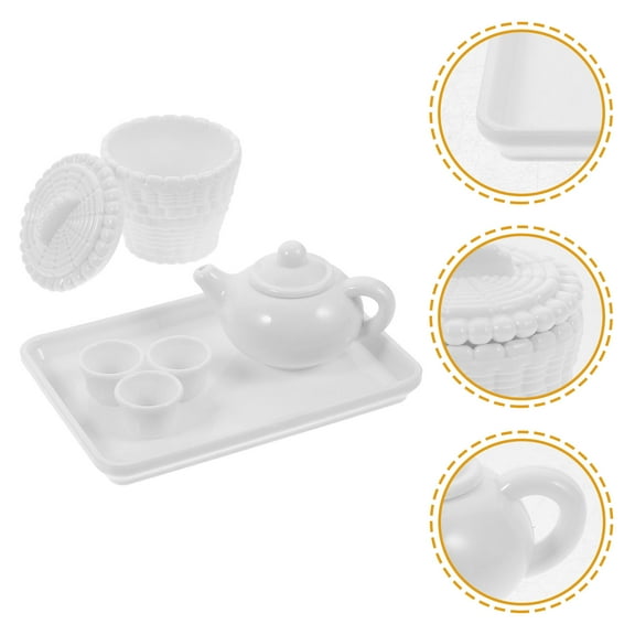 SOPOTUTU Miniature White Plastic Toy Furniture Set for Dollhouse Accessories and Craft Decoration