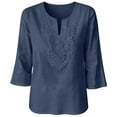 thumbnail image 7 of LIZUOJUNF Womens 3/4 Sleeve Tops V Neck Lace Dressy Casual T Shirts, 3XL, 7 of 7