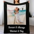 thumbnail image 3 of Custom Blanket with Photo Text Personalized Throw Blanket Customized Blanket for Her for Him Flannel Blankets Father's Day Mother's Day Birthday Valentines, Navy, 40"x50" Blankets, 3 of 5