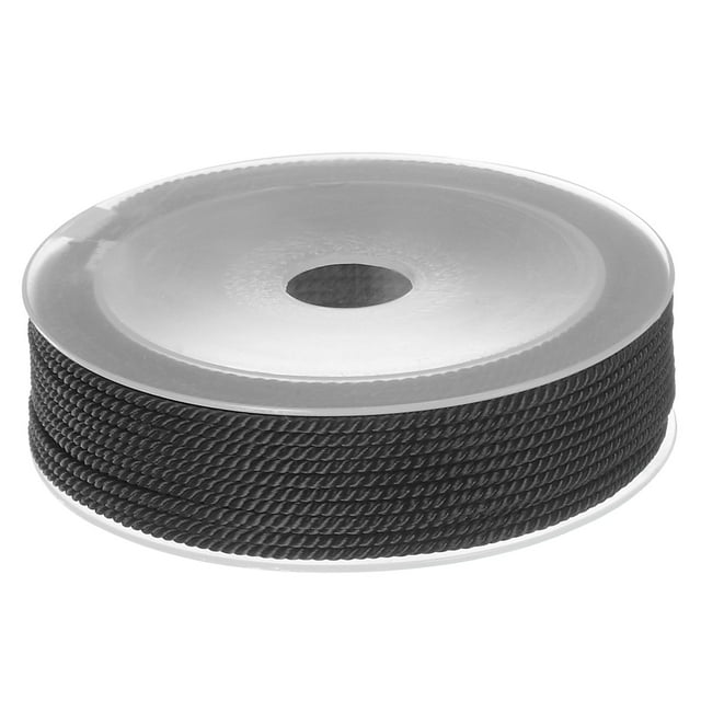 Unique Bargains Twisted Nylon Twine Thread Beading Cord 2mm 13M/43 Feet Extra Strong Braided Nylon String, Black
