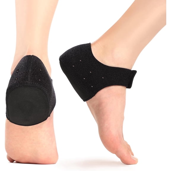 Promifun Heel Cup Protectors Heel Pain Relief Gel Cushion Pads for Heel Spur Cracked Heels,Black,Small Size