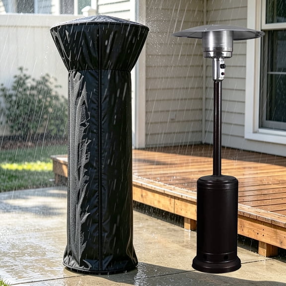 Patio Heater Covers, Waterproof with Robust Zipper, Easy to Heating, Wind-Resistant,Sunlight-Resistant,Snow-Resistant, Black(87"x33.5"x19")