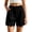Black, variant on hoksml Women's Cotton Scallop Hem Shorts - Elastic Waist with Pockets, Casual Summer Shorts