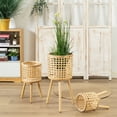 thumbnail image 1 of Woven Flower Pot Faux Rattan Planter High Living Room Floor Shelves, 1 of 6