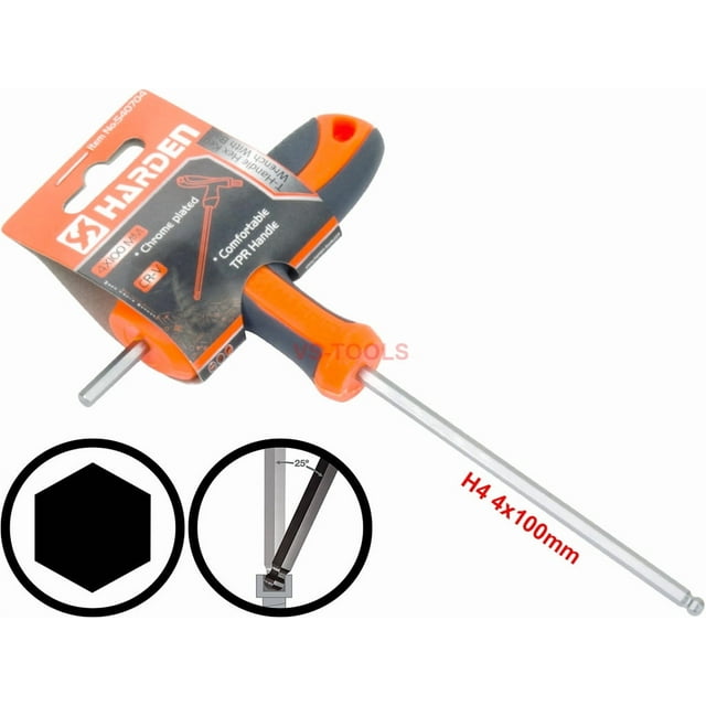 4mm T-Handle Hexagon Torque 6Point Hex Key CRV TPR Screwdriver Wrench