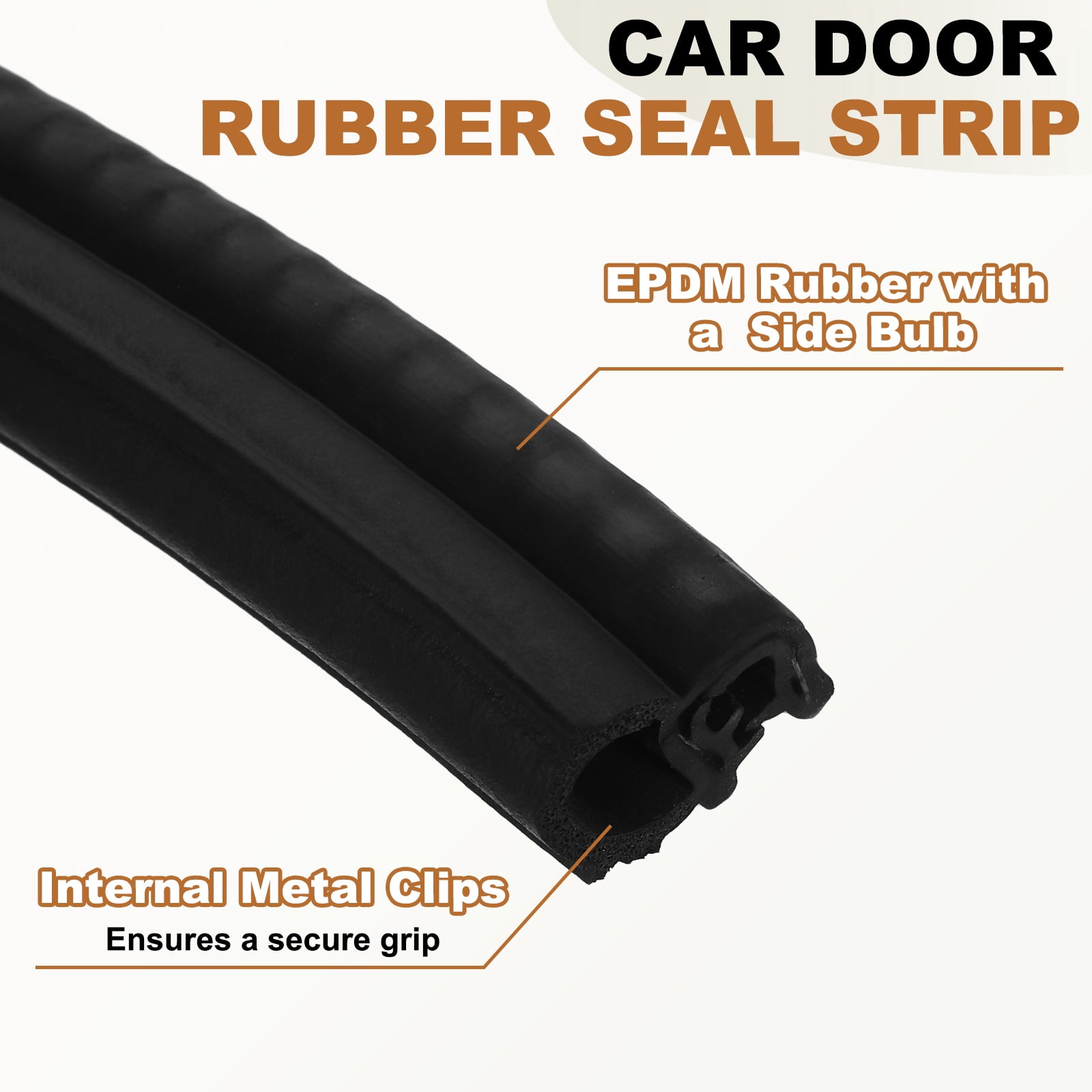 Door Weather Stripping 6.5FT, 18mm W x 12mm H EPDM Car Door Rubber Edge Trim Seal Strip Gasket with Side Bulb Fit 0.5mm to 2.5mm Edge for Electrical Cabinet Car Boat Truck, Black