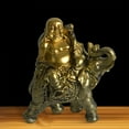 thumbnail image 3 of Abbracc Laughing Buddha Riding AN Elephant Statue Classical Decorative for Tabletop, 3 of 9