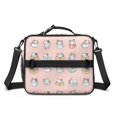 thumbnail image 2 of Kitten and Cup Pink Pattern Insulated Lunch Bag with Shoulder Strap and Bottle Holder,Bento School Lunch Bag Box,11x9.5x3.5 Inches, 2 of 5