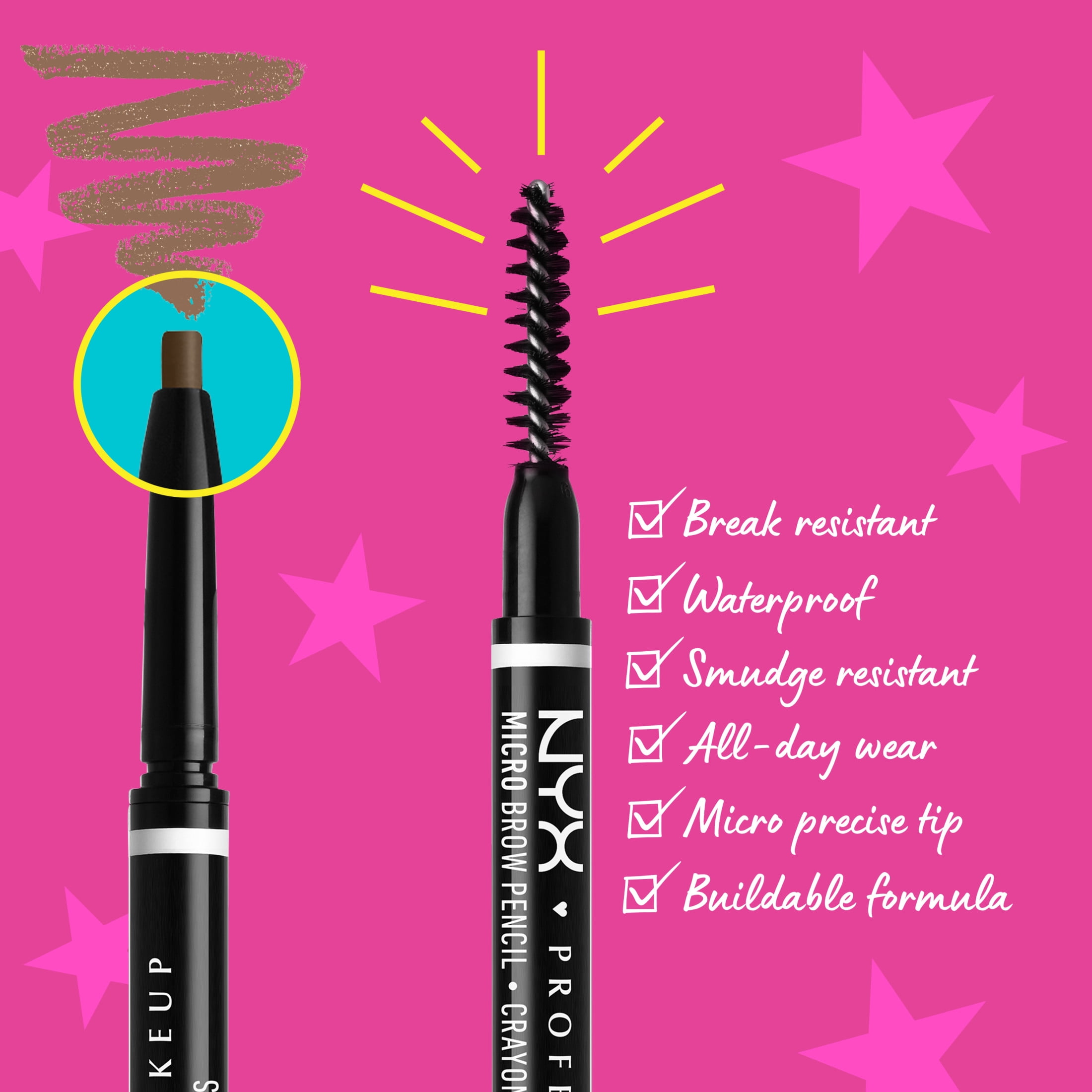NYX Professional Makeup Micro Vegan Eyebrow Pencil, Chocolate, 0.003 oz