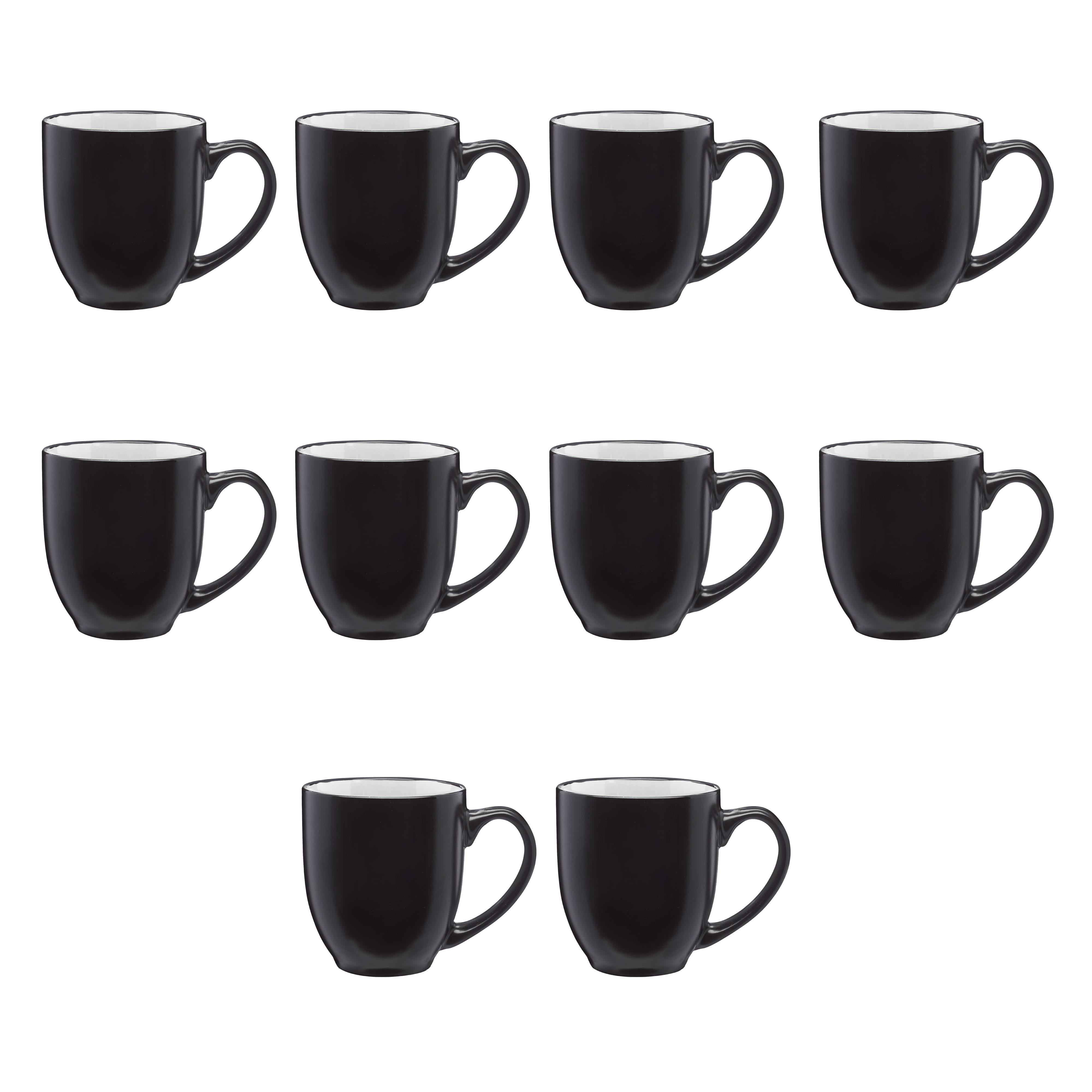 Farielyn-X 6 Pack Coffee Mug Set, 16 Ounce Ceramic Coffee Cups, Black Large  Coffee mugs, Restaurant Coffee Cups for Coffee, Tea, Cappuccino, Cocoa