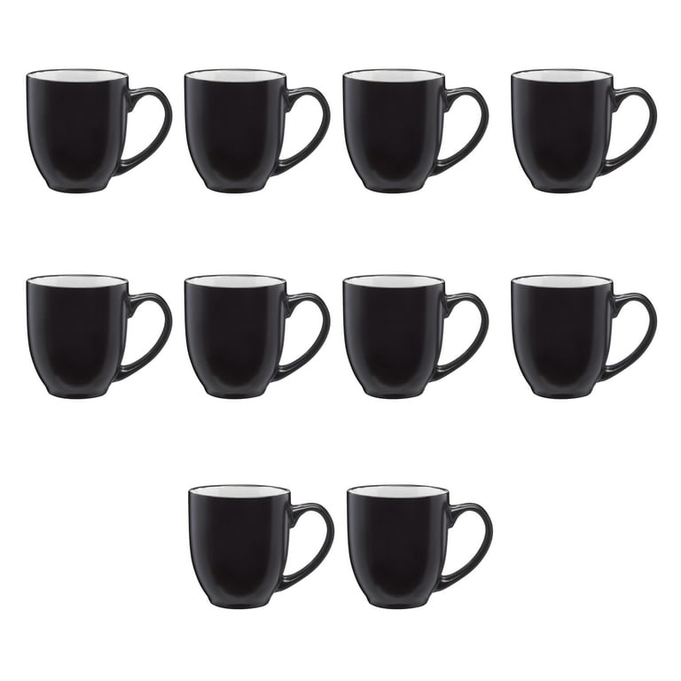Bistro Coffee Mugs 16 oz. Set of 10, Bulk Pack - Great for Tea, Cocoa,  Diner, Travel mugs - White
