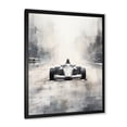 thumbnail image 2 of Designart "Vintage Race Car Tracks in Grey II" Architecture Framed Wall Art - Modern Grey Race Tracks Bedroom Framed Canvas Wall Art, 2 of 6
