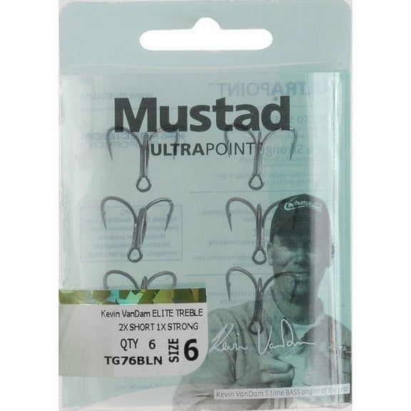 Mustad KVD Elite Triple Grip Hook (Black Nickel) - Size: #2 6pc
