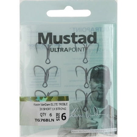 UPC: 0023534413320 | Mustad KVD Elite Triple Grip Hook (Black Nickel) – Size: #6 6pc