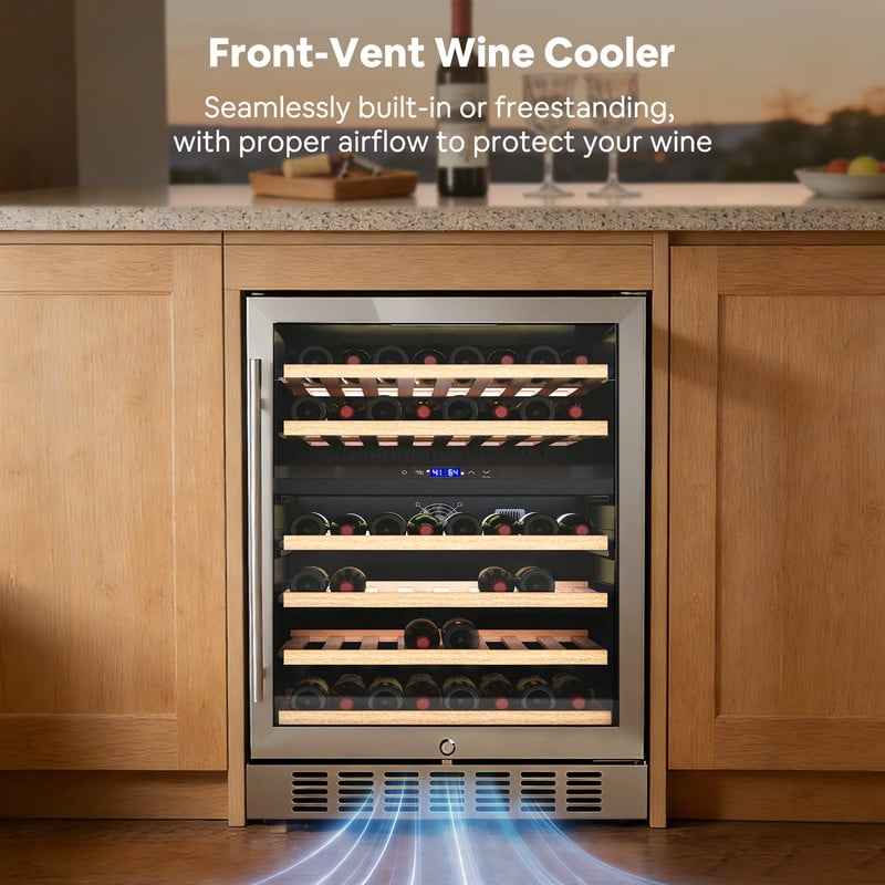 Etust 32" Dual Zone Wine Fridge, 46-Bottle Mini Fridge, 41-64℉, Small Beverage Refrigerator for Home Bar & Wine Storage
