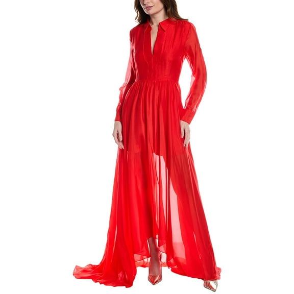 Rebecca Taylor womens  Chiffon Silk Gown, 10, Red