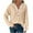 Beige, variant on Hooded Sweatshirts for Women Fall Winter Long Puffy Sleeve Drawstring Button Down V-Neck Lightweight Pullover Hoodie Blouse Solid Color Casual Loose Hooded Outwear