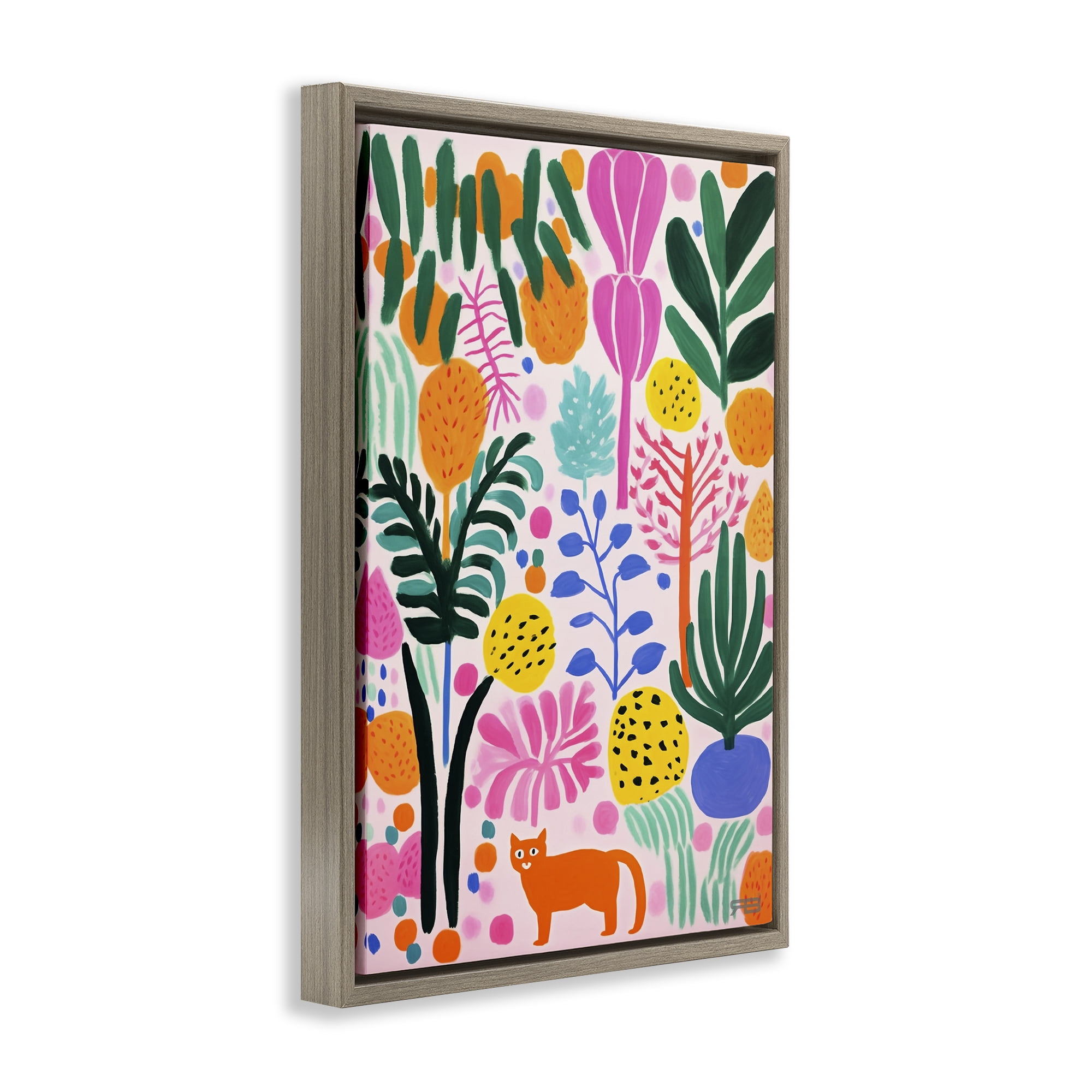 Stupell Industries Fun Botanical Tropics Botanical & Floral Painting Brown Floater Framed Art Print Wall Art, 17 x 25