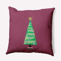 16" x 16" Simply Daisy Cartoon Christmas Tree Polyester Indoor/Outdoor Pillow, Passion Flower Qty 1