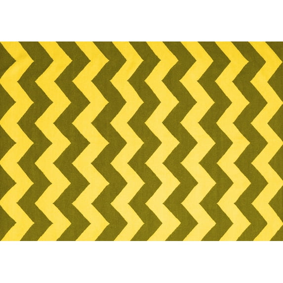 Ahgly Company Indoor Rectangle Abstract Yellow Contemporary Area Rugs, 2' x 4'