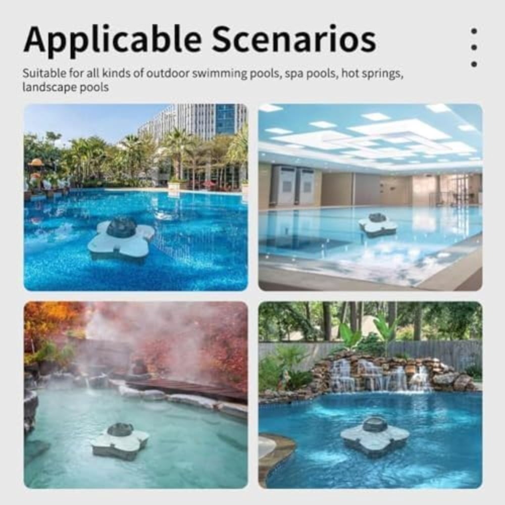 Automatic Pool Vacuum, Cordless Electric Robot for Above and In-ground Pools, Suitable for Areas Up to 1000 Square Feet -White