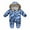 Blue, variant on Fesfesfes Winter Warm Infant Onesie Toddler Baby Bodysuit Long Sleeve Print Plush Hooded Romper Jumpsuit Summer