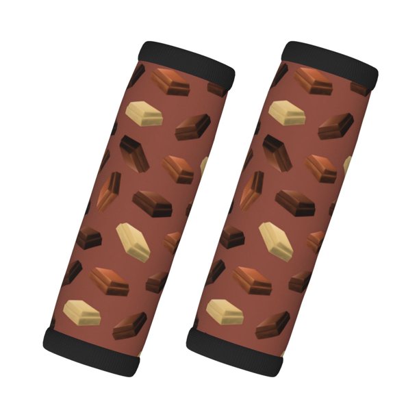 2 fundas para asas de maleta - Diseño chocolate n.° 9019. Etiquetas identificadoras para maletas, fundas para asas de equipaje, accesorios esenciales de viaje para equipaje de avión.