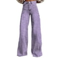 thumbnail image 2 of CaComMARK PI Clearance Jeans for Women Y2k Striped High Waisted Boyfriend Denim Pants Baggy Wide Leg Stretchy Bootcut Flare Jeans Purple 18(5XL), 2 of 3