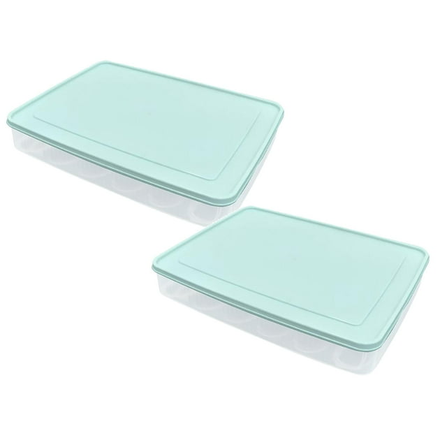 Oleegame 2 Pcs Rangement de Produits Portable Conteneur en Plastique Pliable Boîte de Conservation Réfrigérateur Bleu