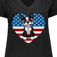 thumbnail image 4 of Inktastic Boston Terrier Dog US Flag July 4th Women's Plus Size V-Neck T-Shirt, 4 of 5