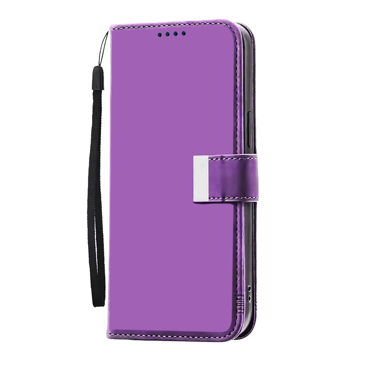 Magnetic Leather Folio Case with Wristlet for iPhone 17 Pro Max - Purple