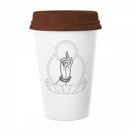 

Culture Hand Lotus Simple Pattern Mug Coffee Drinking Glass Pottery Cerac Cup Lid